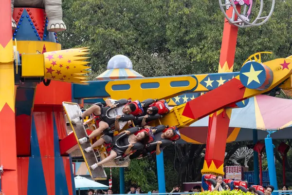 stock image Guangzhou, China- 8 Jun 2024: Sun & Moon Wheel in Chimelong Paradise, Guangzhou. Chimelong Paradise is the largest amusement park in China