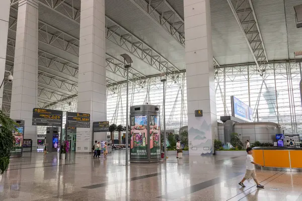 stock image Guangzhou, China- 10 Jun 2024: Departure area of Guangzhou Baiyun International Airport In China.