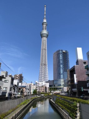 Tokyo, Japonya - 11 Mayıs 2024: Tokyo Skytree, Tokyo, Japonya 'da bir yayın ve gözlem kulesi. 2010 yılında Japonya 'daki en yüksek yapı oldu.
