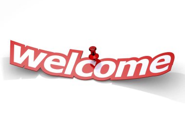 Küçük harf raptiyeli hoş geldin sözcük iğnesi, 3 boyutlu görüntüleme