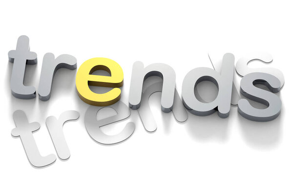 Trends word isolated on white background, 3d rendering