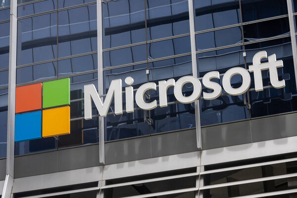 Singapore- 4 Oct 2024: View at the logo sign of Microsoft Corporation