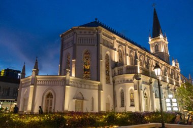 Singapore- 8 Oct 2024: Night view of Chijmes Church in the central area of Singapore. It is a heritage building and an example of colonial architecture in the tropics. clipart