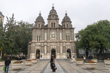 Beijing, China- 2 Nov 2024: St. Joseph Church in Wangfujing, Beijing, China. Revival church that is one of the four historic Catholic churches in the Roman Catholic Archdiocese of Beijing clipart