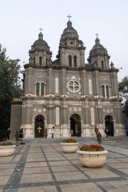 Beijing, China- 2 Nov 2024: St. Joseph Church in Wangfujing, Beijing, China. Revival church that is one of the four historic Catholic churches in the Roman Catholic Archdiocese of Beijing clipart