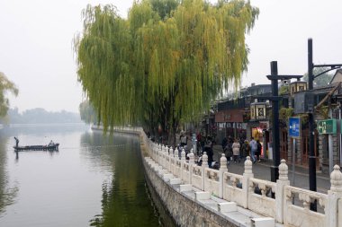 Beijing, China-11 Nov 2024: View of Shichahai located in Beijing. Shichahai is a historic scenic area consisting of three lakes in the north of central Beijing clipart