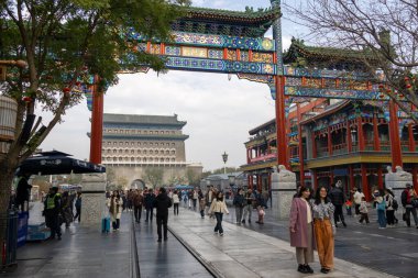 Beijing, China-11 Nov 2024: Qianmen Bridge Banner or Zhengyangqiao gate in Beijing, China. Qianmen Street is located at the central axis of Beijing city clipart