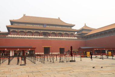 Beijing, China- 2 Nov 2024: Meridian gate of the forbidden city in Beijing, China. The Meridian Gate or Wumen is the southern and largest gate of the Forbidden City clipart