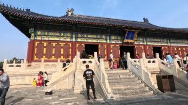 Pekin, Çin - 1 Kasım 2024: Çin İmparatorluk Sarayı veya Çin 'deki Cennetin Tapınağı' ndaki Huang Qian Dian. İmparatorun ve tanrıların atalarının anıt tabletleri burada kutsanmıştır.