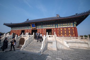 Beijing, China- 1 Nov 2024: Hall of Imperial Zenith or Huang Qian Dian in Temple of Heaven in Beijing, China. The memorial tablets of the ancestors of the emperor and gods are enshrined here clipart