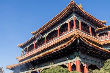 Beijing, China- 5 Nov 2024: Beautiful View of Yonghegong Lama Temple in Beijing. Lama Temple is one of the largest and most important Tibetan Buddhist monasteries in the world. clipart