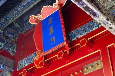 Pekin, Çin - 2 Kasım 2024: Youyimen ya da Çin 'in Pekin kentindeki Yasak Şehir içindeki Sağcı Kapı. Yasak Şehir, dünyadaki en büyük korunmuş kraliyet sarayı kompleksi..