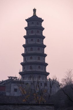 Beijing, China- 8 Nov 2024:  Yuantong Pagoda Temple located in Gubei Water Town, Beijing. This is an emblem of architectural grandeur and historical lore. clipart