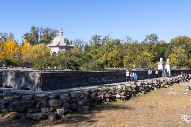 Beijing, China- 3 Nov 2024: Wanhuazhen of the ruined Western house scenic spot inside Yuanmingyuan Park, Beijing. It is a garden designed in the style of European mazes. clipart