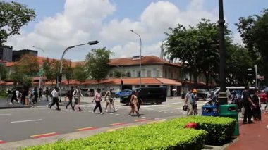 Singapur - 21 Şubat 2025: Singapur 'da yaya geçidi