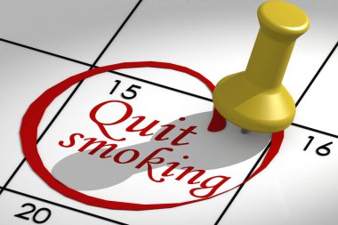 Takvimde işaretli olan sigara sözcüğünü 3 boyutlu sıkıştırma ile bırak