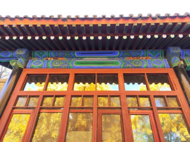 Pekin, Çin - 5 Kasım 2024: Konfüçyüs Tapınağı ve İmparatorluk Koleji Müzesi, Pekin 'deki ünlü antik binaların sembolik konumu