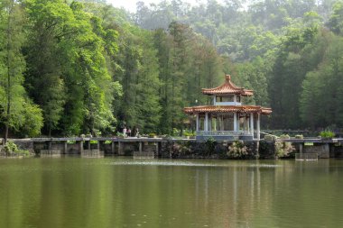 Shenzhen, Çin - 13 Nisan 2025: Shenzhen, Çin 'deki Xianhu Botanik Bahçesinin güzel manzarası. Burası modern Shenzhen şehrinin en iyi turistik beldelerinden biridir.