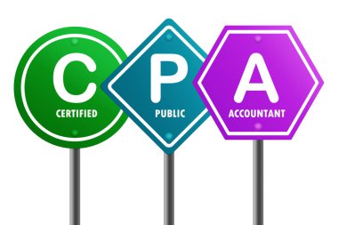 CPA ile yol tabelası - sertifikalı kamu muhasebecisi kelimesi, 3D yorumlama
