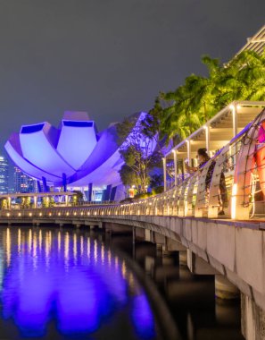 Singapur-4 Haziran 2025: Gece Singapur 'daki Sanat Bilimleri Müzesi. Sergide sanat, bilim, kültür ve teknolojinin harmanlandığı büyük sergiler yer alıyor.