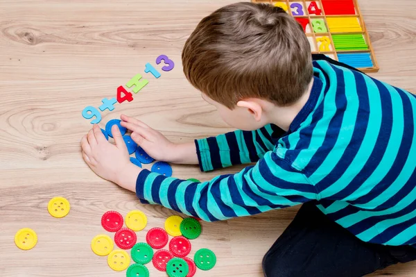 Mathe Mit Spaß Zählen Und Markieren Großer Tasten Mit Farbigen — Stockfoto