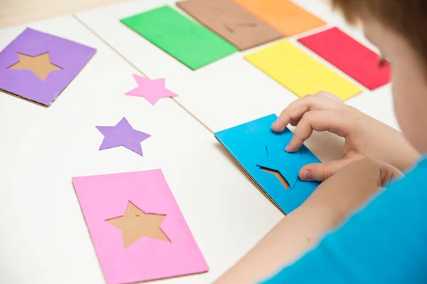Imparare Colori Gioco Corrispondenza Trovare Carta Ogni Stella Artigianato Minuti — Foto Stock