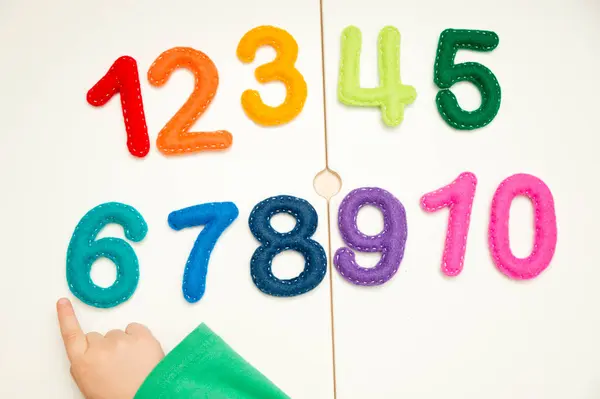 Hand Made Stuffed Felt Numbers Different Colors Safe Eco Stuffed — Stock Photo, Image
