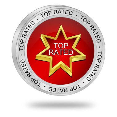 Üst Düzey Düğme kırmızısı - 3B illüstrasyon