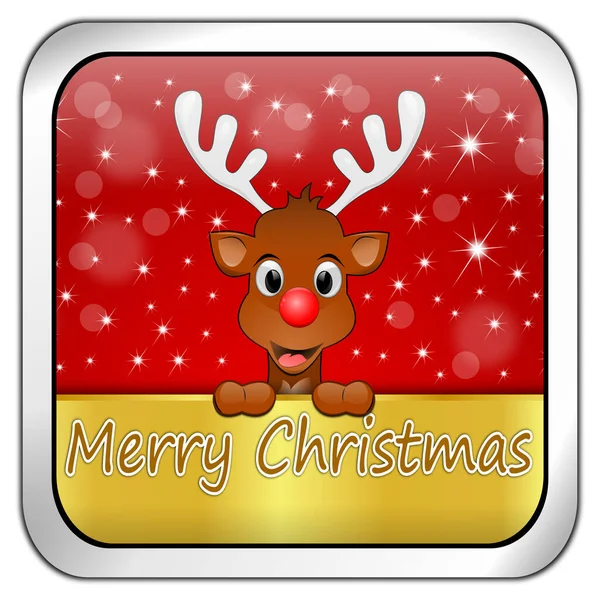 驯鹿希望圣诞快乐纽扣光滑的红色 3D插图 — 图库照片