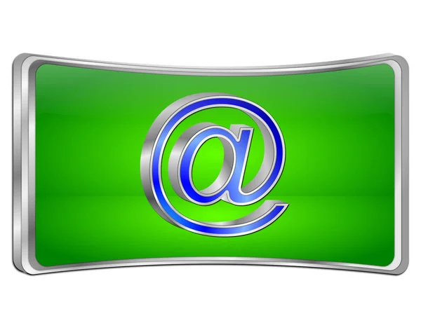 电子邮件按钮绿色蓝色 3D插图 — 图库照片