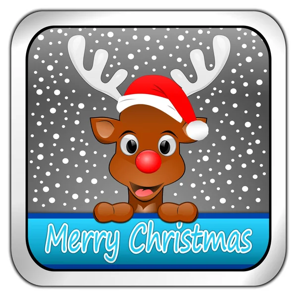 Renna Augurando Buon Natale Button Argento Illustrazione — Foto Stock