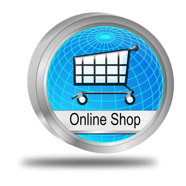 Online Shop Knapp Blå Illustration — Stockfoto