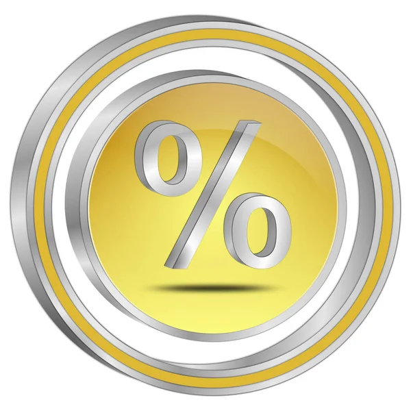 Botão Desconto Com Símbolo Percentual Ouro Ilustração — Fotografia de Stock