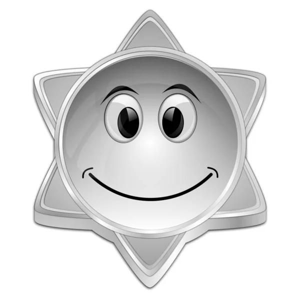 Button Smiling Face Silver Illustration — Stock Photo, Image