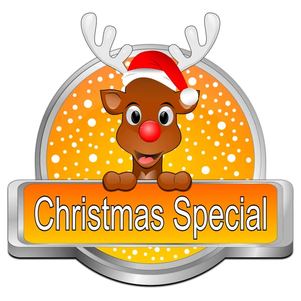 Speciální Vánoční Tlačítko Oranžová Ilustrace — Stock fotografie