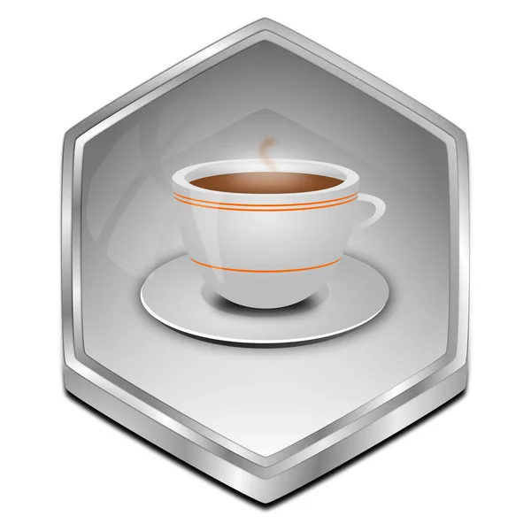 Button with a Cup of Coffee silver - 3D illustration