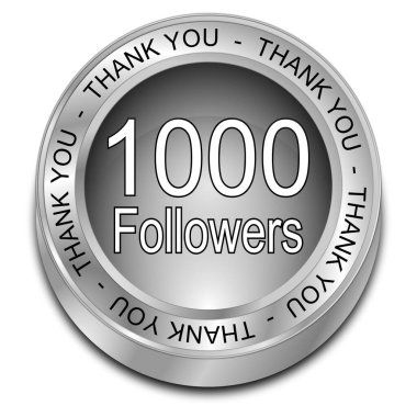 1000 Followers Thank you silver - 3D illustration