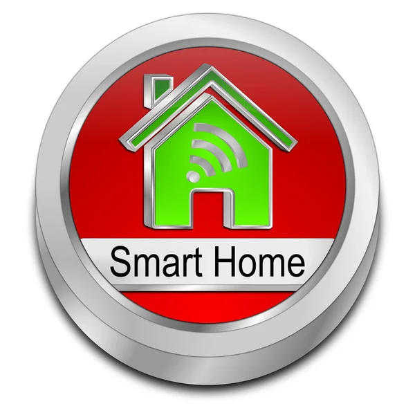 Smart Home Button red green - 3D illustration