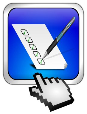 İmleç mavisi ile işaretleme listesi olan düğme - 3B illüstrasyon