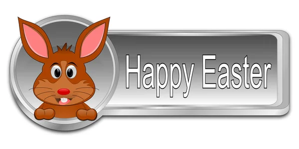 Conejo Pascua Deseando Feliz Pascua Plata Ilustración —  Fotos de Stock
