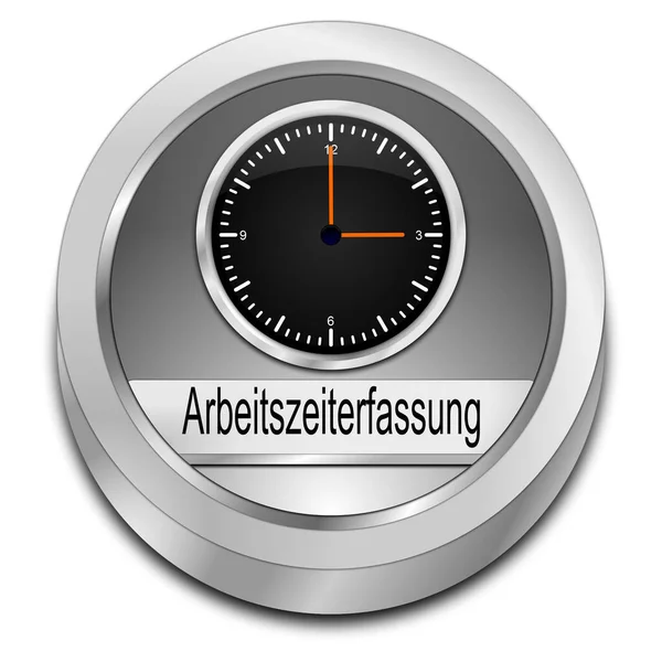 Time Tracking Button Srebrny Języku Niemieckim Ilustracja — Zdjęcie stockowe