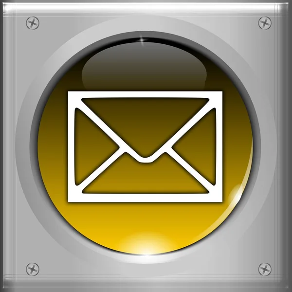金属板上的电子邮件按钮黄色 3D插图 — 图库照片