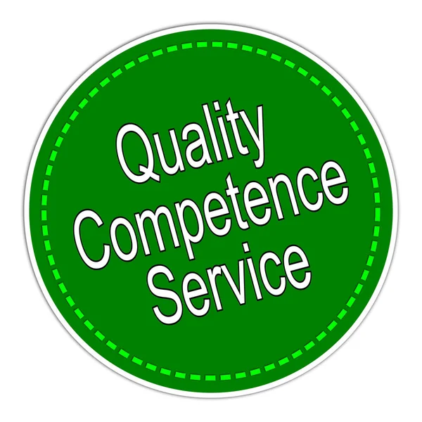 Qualità Competenza Servizio Adesivo Verde Sfondo Bianco Illustrazione — Foto Stock
