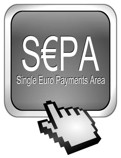 Sepa Single Euro Payments Area Button Cursor Silver Illustration — Stock Photo, Image
