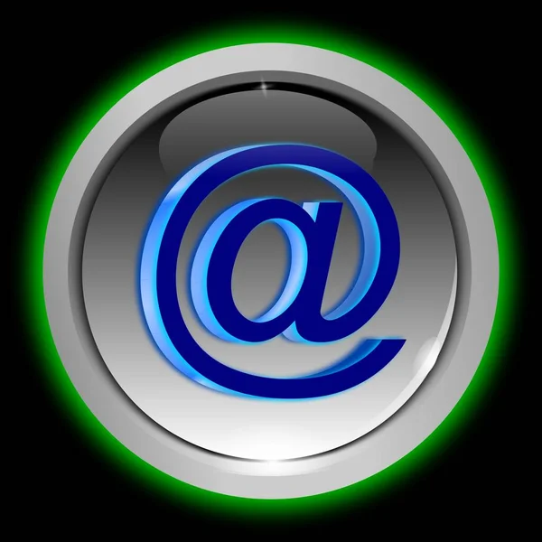 黑色背景上的E Mail按钮蓝色 3D插图 — 图库照片