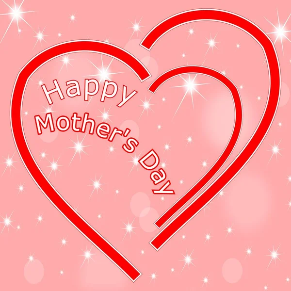 Happy Mother Day Red Heart Pastel Red Background Illustration — Stock Photo, Image