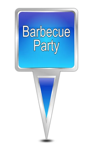 Kaart Wijzer Met Barbecue Party Blauwe Illustratie — Stockfoto