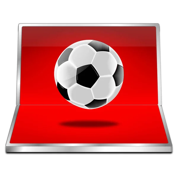 Кнопка Красным Футбольным Мячом Иллюстрация — стоковое фото