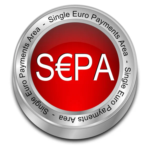 Sepa 单欧元支付区按钮红色 3D插图 — 图库照片