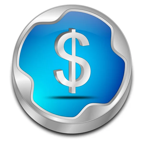 Botão Com Sinal Dólar Azul Ilustração — Fotografia de Stock